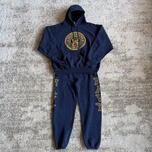 Vintage 90s Soffe Navy Baggy Hoodie & Sweatpants Set Made In USA